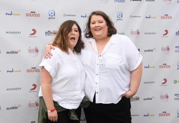 Ruth Corden and Ange Cordon arrive at The British Podcast Awards 2021 at Brockwell Park on July 10, 2021 in London, England.