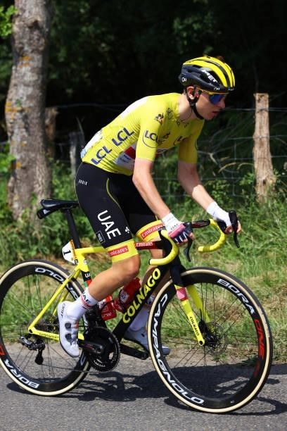 Tadej Pogačar of Slovenia and UAE-Team Emirates Yellow Leader Jersey during the 108th Tour de France 2021, Stage 14 a 183,7km stage from Carcassonne...