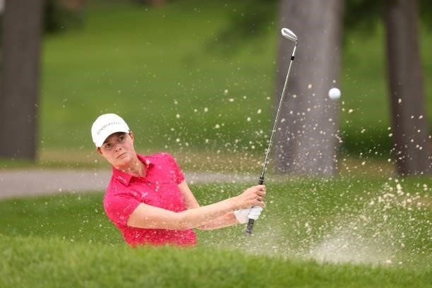 Esther Henseleit of Germany hits from a sand trap to the sixth green during the third round of the Marathon LPGA Classic presented by Dana at...