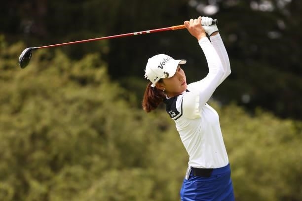 Chella Choi of Korea watches her tee shot on the seventh hole during the third round of the Marathon LPGA Classic presented by Dana at Highland...