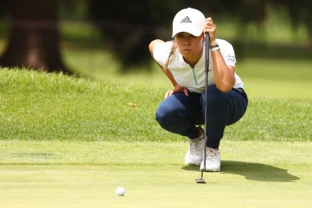 Danielle Kang reads a putt on the sixth green during the third round of the Marathon LPGA Classic presented by Dana at Highland Meadows Golf Club on...