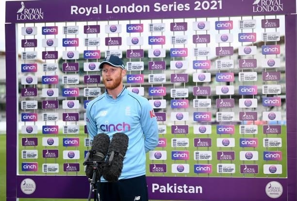 England captain Ben Stokes speaks at the post match presentations after the 2nd Royal London Series One Day International between England and...