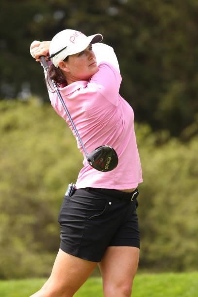 Caroline Masson of Germany watches her tee shot on the seventh hole during the third round of the Marathon LPGA Classic presented by Dana at Highland...