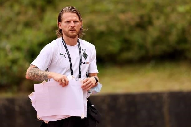 Eugen Polanski, assistant coach is seen prior to the pre-season Bundesliga match between Borussia Moenchengladbach and Viktoria Koeln at...