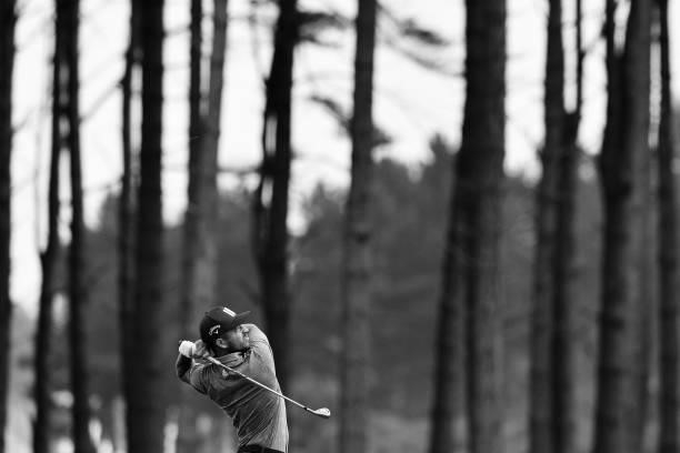 Xander Schauffele of The United States plays their second shot on the 1st hole during Day Three of the abrdn Scottish Open at The Renaissance Club on...
