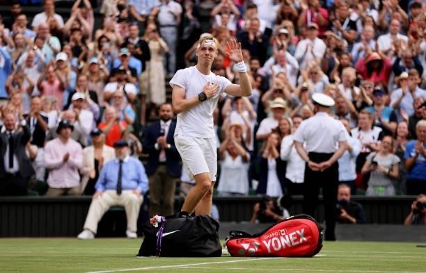 An emotional Denis Shapovalov of Canada shows his appreciation to the crowd after loosing his Men's Singles Semi-Final match against Novak Djokovic...