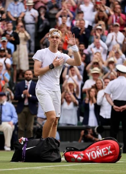 An emotional Denis Shapovalov of Canada shows his appreciation to the crowd after loosing his Men's Singles Semi-Final match against Novak Djokovic...