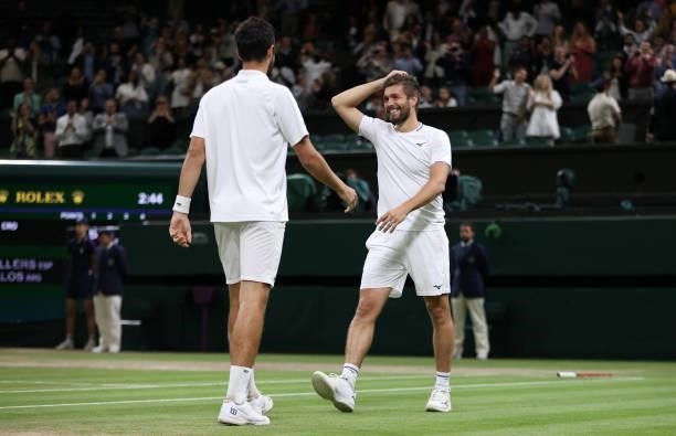 Nikola Mektic of Croatia and Mate Pavic of Croatia celebrate after winning match point during their Men's Doubles Final match against Marcel...