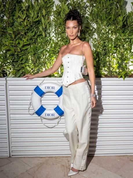 Bella Hadid attends the Dior dinner during the 74th annual Cannes Film Festival on July 10, 2021 in Cannes, France.