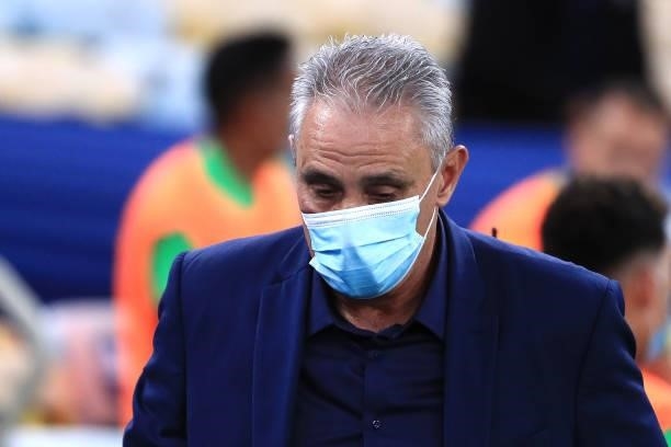 Tite head coach of Brazil looks on prior to the final of Copa America Brazil 2021 between Brazil and Argentina at Maracana Stadium on July 10, 2021...