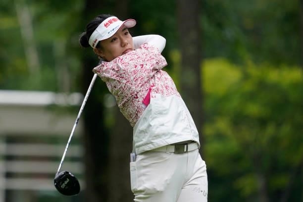 Pei-Ying Tsai of Taiwan hits her tee shot on the 1st hole during the final round of the Nipponham Ladies Classic at Katsura Golf Club on July 11,...
