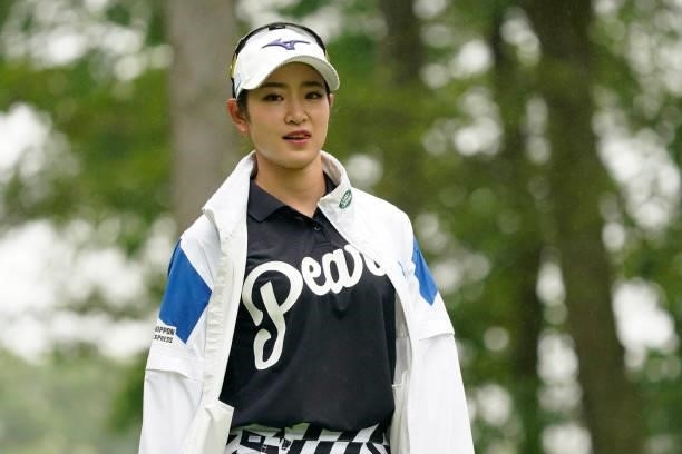 Erika Hara of Japan looks on during the final round of the Nipponham Ladies Classic at Katsura Golf Club on July 11, 2021 in Tomakomai, Hokkaido,...