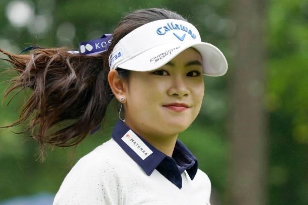 Yui Kawamoto of Japan smiles during the final round of the Nipponham Ladies Classic at Katsura Golf Club on July 11, 2021 in Tomakomai, Hokkaido,...