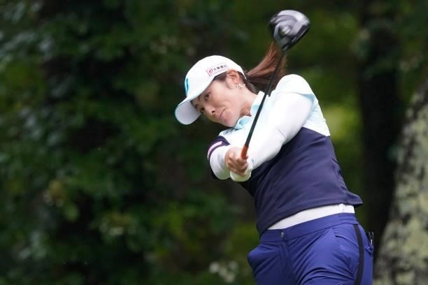 Ayaka Watanabe of Japan hits her tee shot on the 2nd hole during the final round of the Nipponham Ladies Classic at Katsura Golf Club on July 11,...