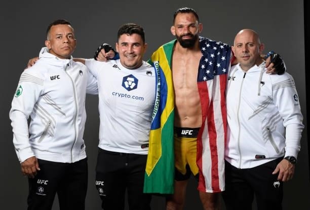 Michel Pereira of Brazil poses for a portrait after his victory during the UFC 264 event at T-Mobile Arena on July 10, 2021 in Las Vegas, Nevada.