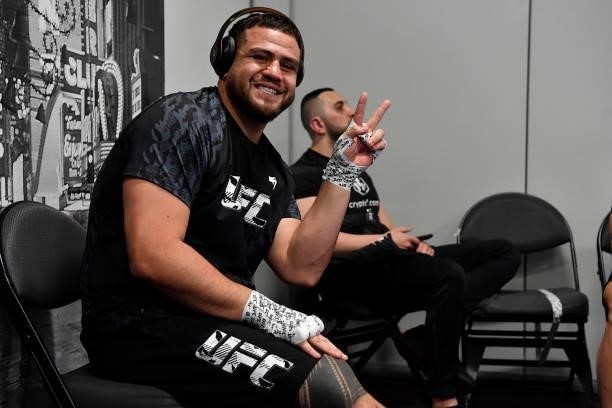 Tai Tuivasa of Australia warms up prior to his fight during the UFC 264 event at T-Mobile Arena on July 10, 2021 in Las Vegas, Nevada.