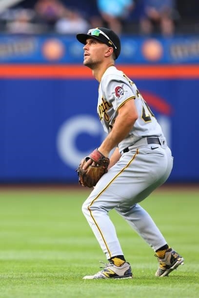Adam Frazier of the Pittsburgh Pirates during game one of a double header against the New York Mets at Citi Field on July 10, 2021 in New York City.