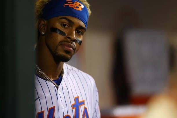 Francisco Lindor of the New York Mets in action against the Pittsburgh Pirates during the second game of a double header at Citi Field on July 10,...