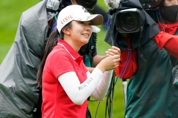 Kotone Hori of Japan tears after winning the Nipponham Ladies Classic at Katsura Golf Club on July 11, 2021 in Tomakomai, Hokkaido, Japan.