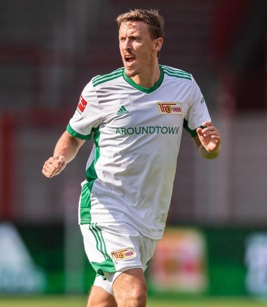 Max Kruse of 1.FC Union Berlin reacts during the pre-season friendly match between 1.FC Union Berlin and 1.FC Union Berlin at Stadion An der Alten...