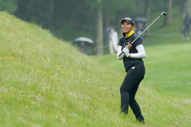 Maiko Wakabayashi of Japan hits her third shot on the 3rd hole during the final round of the Nipponham Ladies Classic at Katsura Golf Club on July...