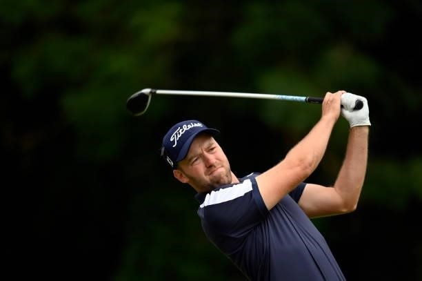 Philip Ericksson of Sweeden plays his first shot on the 1st hole during Day Four of Le Vaudreuil Golf Challenge at Golf PGA France du Vaudreuil on...