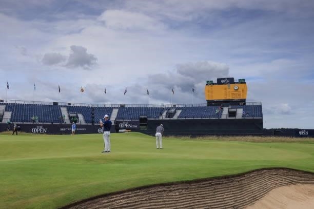 Good luck message to Gareth Southgate and The England football team in the UEFA European Championship Football Final is displayed on the 18th green...