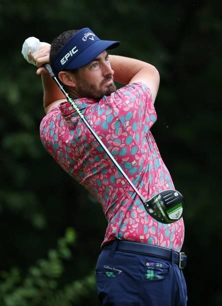 Chase Seiffert plays his shot from the second tee during the final round of the John Deere Classic at TPC Deere Run on July 11, 2021 in Silvis,...