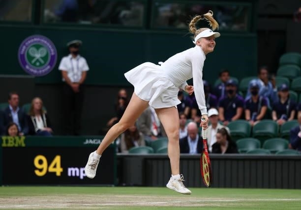 Harriet Dart of Great Britain during their mixed doubles Final match against Neal Skupski of Great Britain and Desirae Krawczyk of USA during Day...