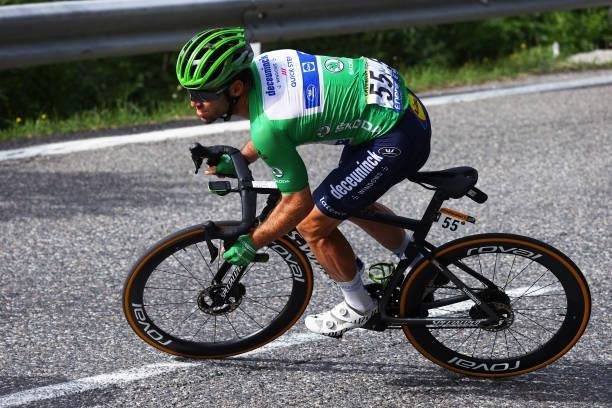Mark Cavendish of The United Kingdom and Team Deceuninck - Quick-Step Green Points Jersey during the 108th Tour de France 2021, Stage 15 a 191,3km...