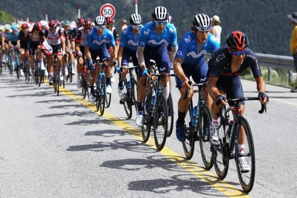 Iván García Cortina of Spain and Movistar Team & Richie Porte of Australia and Team INEOS Grenadiers during the 108th Tour de France 2021, Stage 15 a...