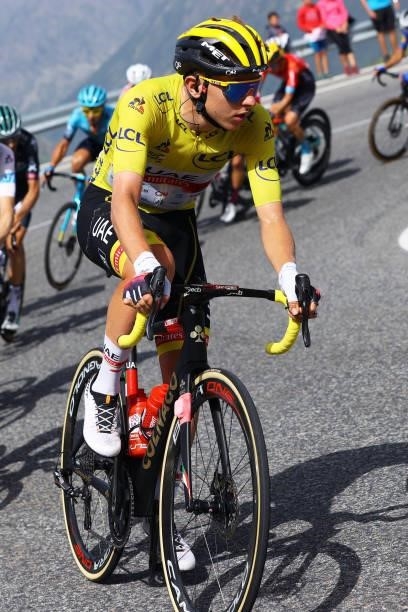 Tadej Pogačar of Slovenia and UAE-Team Emirates Yellow Leader Jersey during the 108th Tour de France 2021, Stage 15 a 191,3km stage from Céret to...