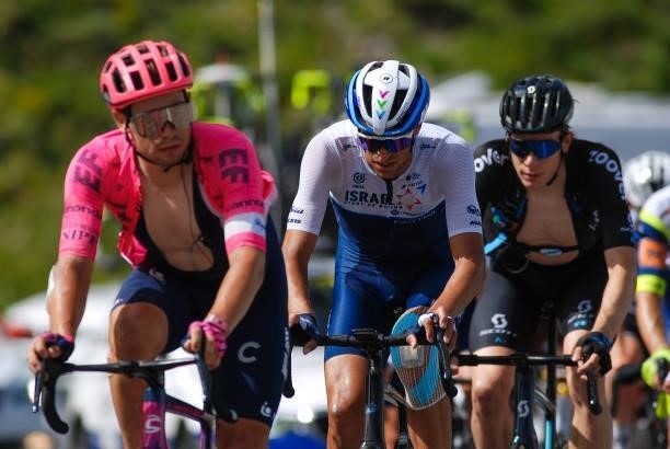 Omer Goldstein, from Israel Start-Up Nation, and Stefan Bissegger, from EF Education-Nippo during the 108th Tour de France 2021, Stage 15 a 147km...