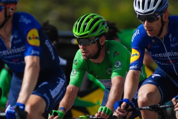 Mark Cavendish, from Deceuninck-Quick-Step, wearing the green jersey during the 108th Tour de France 2021, Stage 15 a 147km stage from Céret to...