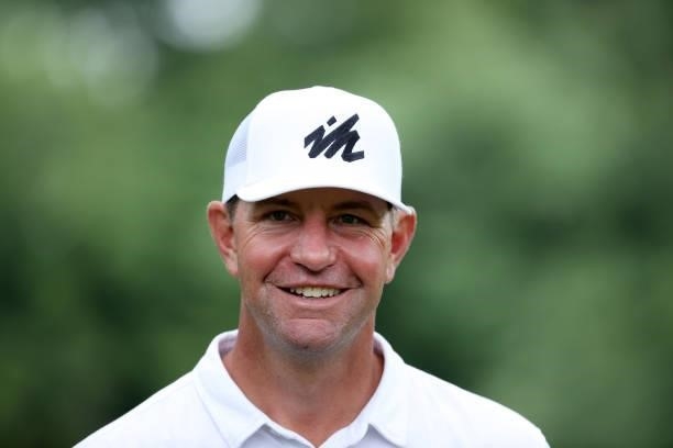 Lucas Glover on the 18th hole during the final round of the John Deere Classic at TPC Deere Run on July 11, 2021 in Silvis, Illinois.