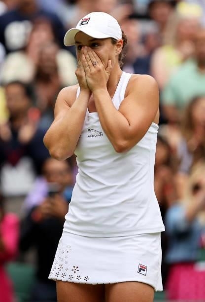 Ashleigh Barty of Australia celebrates winning her Ladies' Singles Final match against Karolina Pliskova of The Czech Republic on Day Twelve of The...
