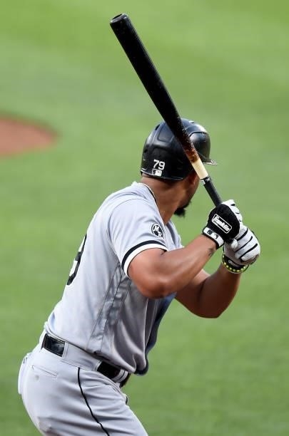 Jose Abreu of the Chicago White Sox bats against the Baltimore Orioles at Oriole Park at Camden Yards on July 09, 2021 in Baltimore, Maryland.