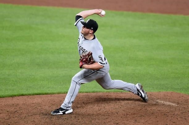 Matt Foster of the Chicago White Sox pitches against the Baltimore Orioles at Oriole Park at Camden Yards on July 09, 2021 in Baltimore, Maryland.