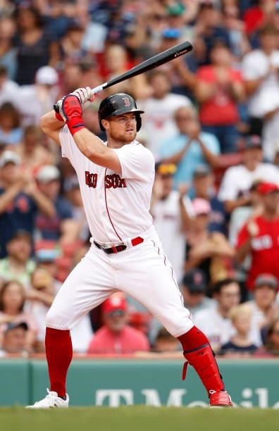 Christian Arroyo of the Boston Red Sox at bat against the Philadelphia Phillies during the eighth inning at Fenway Park on July 11, 2021 in Boston,...