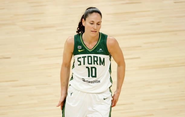 Sue Bird of the Seattle Storm during the first half of the WNBA game at Phoenix Suns Arena on July 09, 2021 in Phoenix, Arizona. NOTE TO USER: User...
