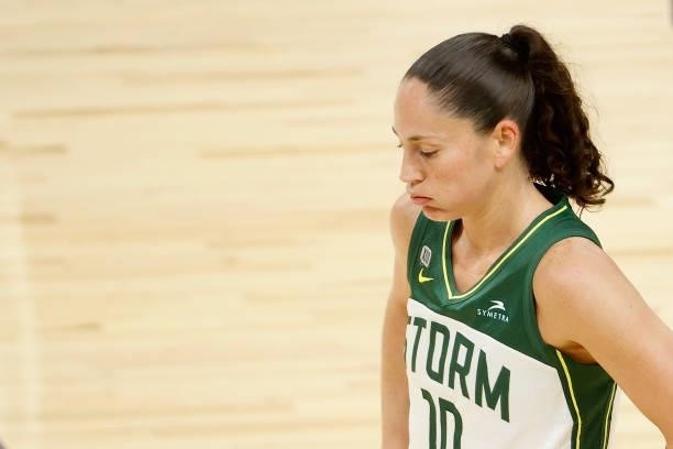Sue Bird of the Seattle Storm during the first half of the WNBA game at Phoenix Suns Arena on July 09, 2021 in Phoenix, Arizona. NOTE TO USER: User...