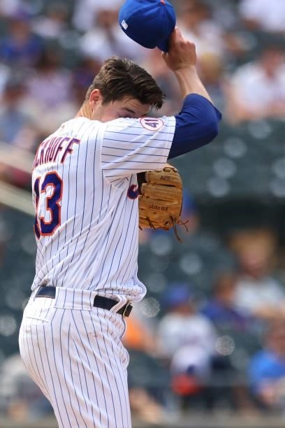 Jerad Eickhoff of the New York Mets in action against the Pittsburgh Pirates during a game at Citi Field on July 11, 2021 in New York City.