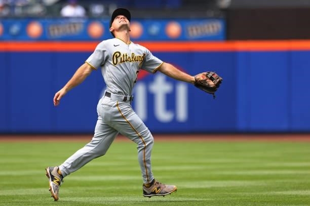 Adam Frazier of the Pittsburgh Pirates in action against the New York Mets during of a game at Citi Field on July 11, 2021 in New York City.