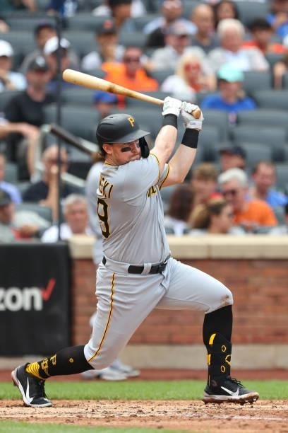 John Nogowski of the Pittsburgh Pirates in action against the New York Mets during of a game at Citi Field on July 11, 2021 in New York City.