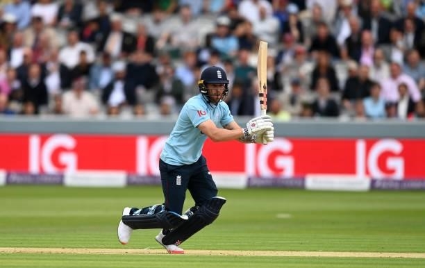 Phil Salt of England bats during the 2nd Royal London Series One Day International between England and Pakistan at Lord's Cricket Ground on July 10,...