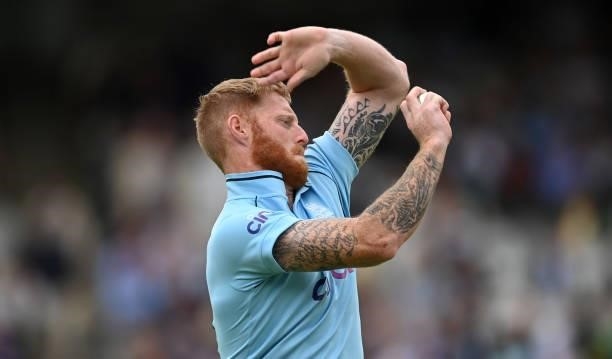 Ben Stokes of England warms up ahead of the 2nd Royal London Series One Day International between England and Pakistan at Lord's Cricket Ground on...