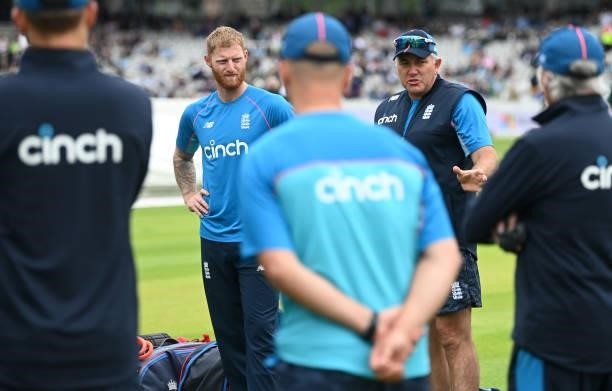 England captain Ben Stokes and coach Chris Silverwood ahead of the 2nd Royal London Series One Day International between England and Pakistan at...