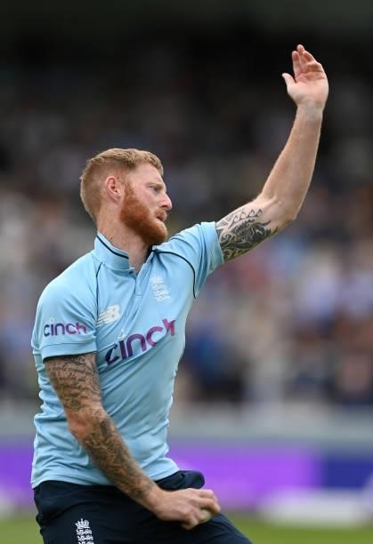 Ben Stokes of England warms up ahead of the 2nd Royal London Series One Day International between England and Pakistan at Lord's Cricket Ground on...