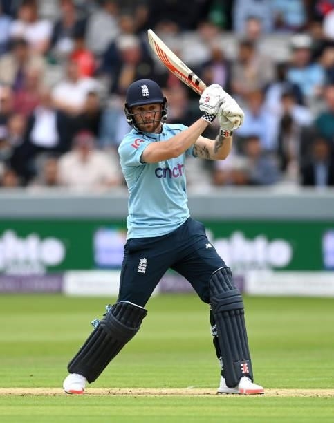 Phil Salt of England bats during the 2nd Royal London Series One Day International between England and Pakistan at Lord's Cricket Ground on July 10,...