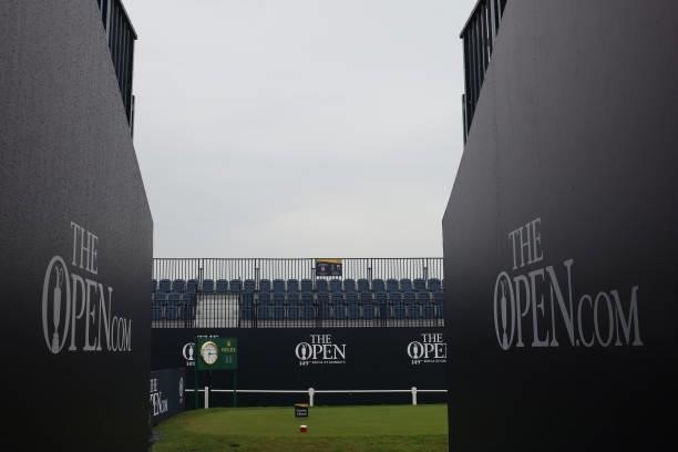 View approaching the first tee during a practice round for The 149th Open at Royal St George’s Golf Club on July 12, 2021 in Sandwich, England.